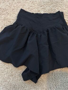 Girls' Black Skort with Flared Skirt Overlay